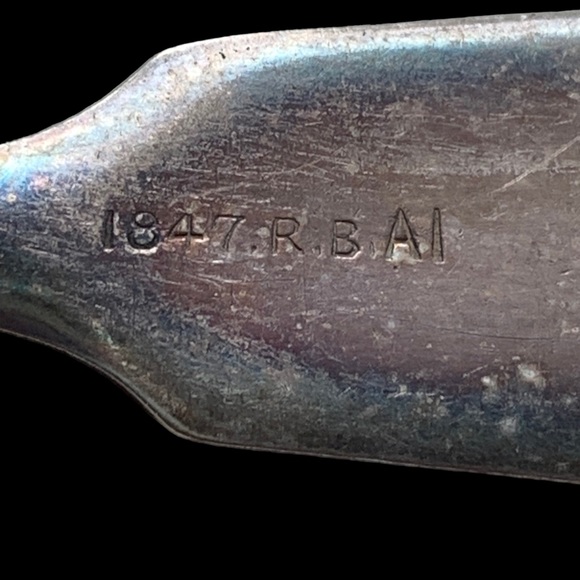 1847 R.B. AI Silver Fiddle Tipped Mustard or Mayonnaise Spoon Antique Serving - Picture 5 of 6